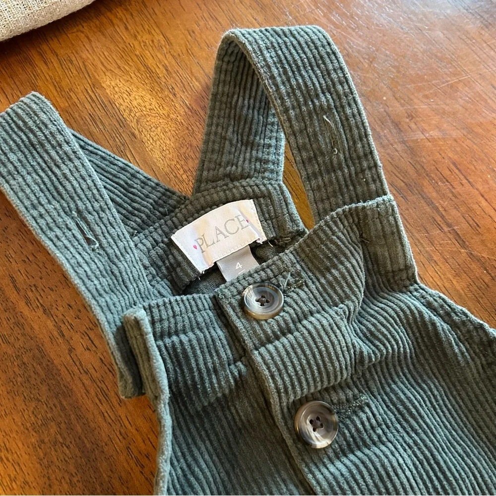 Olive Green Corduroy Pinafore Button Dress | Girls Size 4 | The Children’s Place